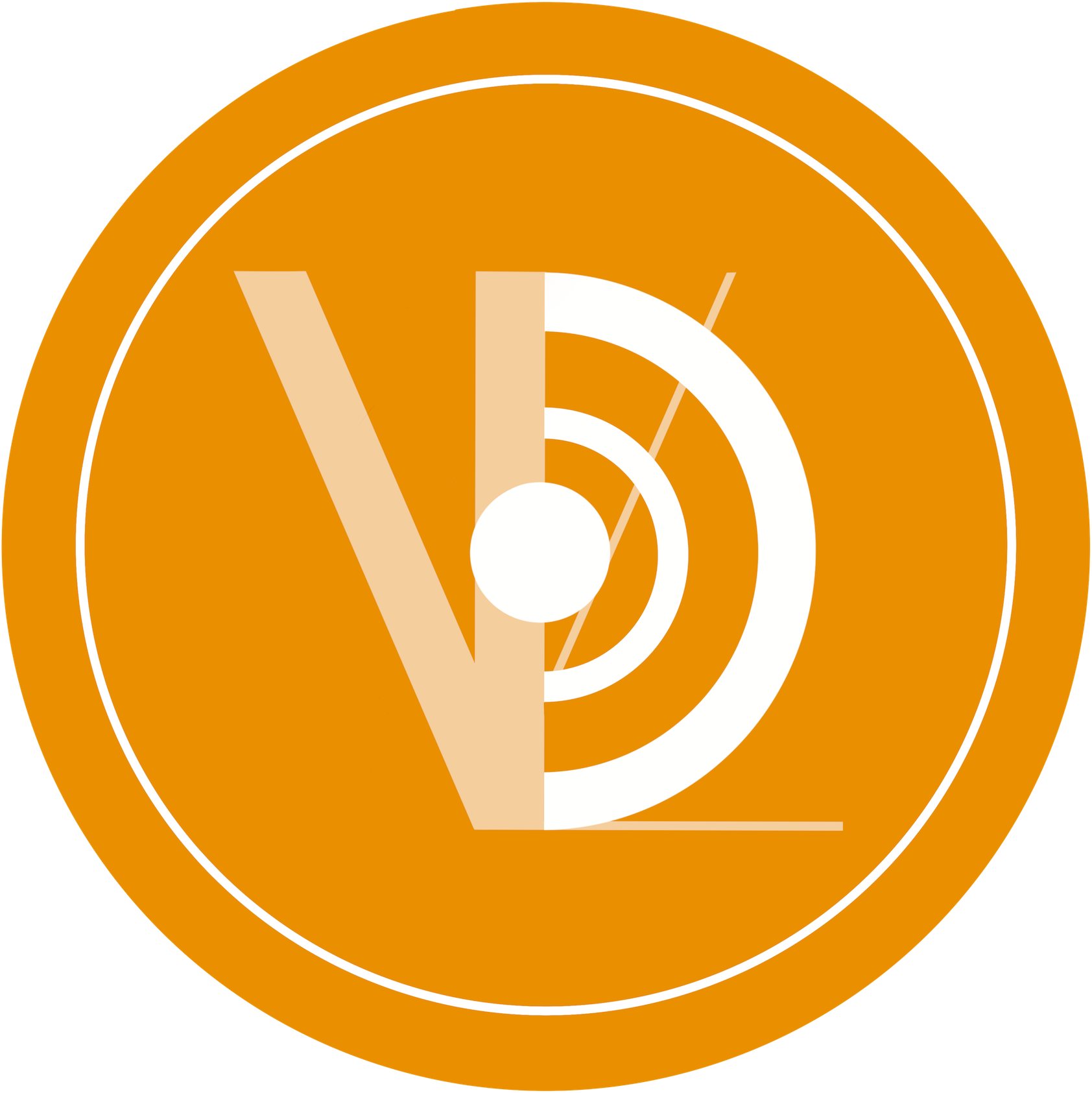 Logo de Vivien Laplane (un V et un D collés dans un cercle de couleur orange)