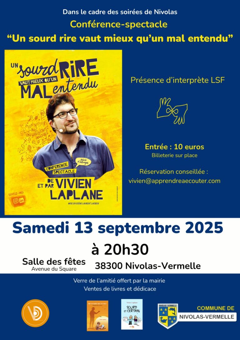 Affiche pour le spectacle de Vivien à Nivolas-Vermelle le 13 septembre 2025.